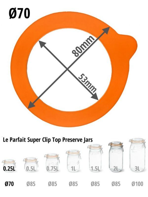 Le Parfait Jar Seals 70mm Le Parfait Super Clip Top Jars Preserving